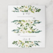 Watercolor White Floral Frame Wedding Tischnummer Platzkarte (Außenseite Aufgefaltet)