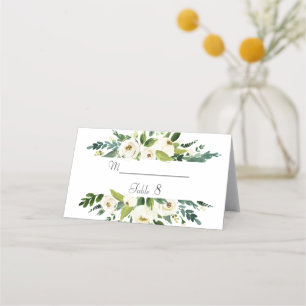 Watercolor White Floral Frame Wedding Tischnummer Platzkarte