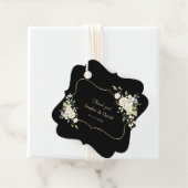 Watercolor White Floral Gold Black Wedding Geschenkanhänger (Beispiel)