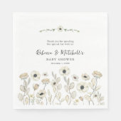 Watercolor White Floral neutrale Babydusche Serviette (Vorderseite)