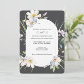 Watercolor White Floral w/Gray Wedding Invitation  Einladung (Stehend Vorderseite)