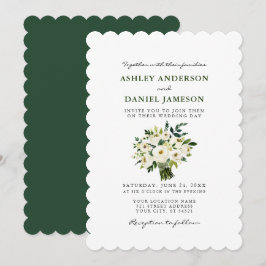 Watercolor White Floral Wedding Greenery S Einladung