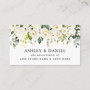 Watercolor White Floral Wedding Registry Begleitkarte