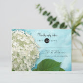 Watercolor White Hydrangea Floral Wedding RSVP Karte (Stehend Vorderseite)