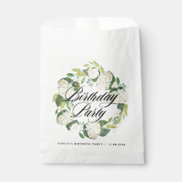 Watercolor White Hydrangea Wreath Geburtstagsparty Geschenktütchen