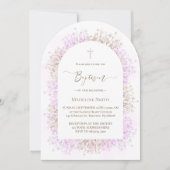 watercolor white lilac flowers Baptism Einladung (Vorderseite)