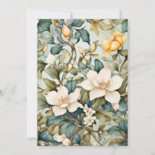 Watercolor White Lily Art Nouveau Hochzeit Einladung (Rückseite)