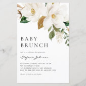 Watercolor White Magnolia Baby Brunch Einladung (Vorderseite)