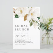 Watercolor White Magnolia Bridal Brunch Einladung (Stehend Vorderseite)