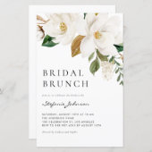 Watercolor White Magnolia Bridal Brunch Einladung (Vorne/Hinten)