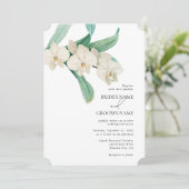 Watercolor White Orchids Floral Wedding Einladung (Stehend Vorderseite)
