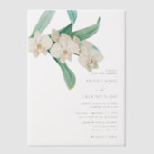 Watercolor White Orchids Floral Wedding Pergament Einladungen (Vorderseite)