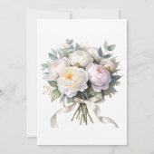 Watercolor White Peonies Engagement Party Einladung (Rückseite)