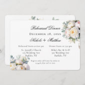 Watercolor White Peonies Wedding Rehearsal Dinner Einladung (Vorne/Hinten)