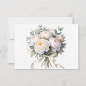 Watercolor White Peonies Wedding RSVP Karte (Rückseite)