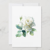 Watercolor White Rose Modern Botanical Einladung (Rückseite)