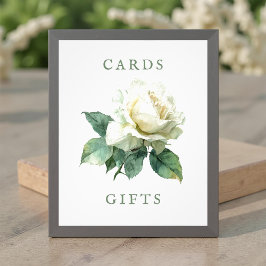 Watercolor White Rose Wedding Cards & Gifts Sign Fotodruck