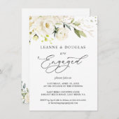 Watercolor White Roses Foliotiv Einladung (Vorne/Hinten)