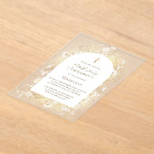 watercolor white yellow flowers First Communion Acryleinladungen (Ablage )