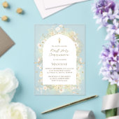 watercolor white yellow flowers First Communion Acryleinladungen (In Situ (Hochzeit))