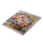 Watercolor Wicker Körbchen mit Summer Blume Fliese (Seite)