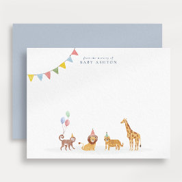 Watercolor Wild Animals Nursery note card Dankeskarte