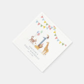 Watercolor Wild Animals Wild One Party Napkins Serviette (Ecke)