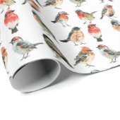 Watercolor Wild Birds Wrapping Paper Geschenkpapier (Rolleneckpunkt)