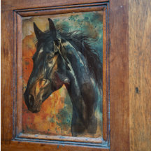 Watercolor Wild Black Horse Decoupage