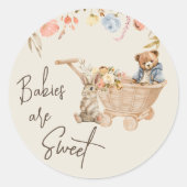 Watercolor Wild Blume Boho Kinderzimmer Babydusche Runder Aufkleber (Vorderseite)