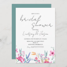 Watercolor Wild Blume Green Script Brautparty