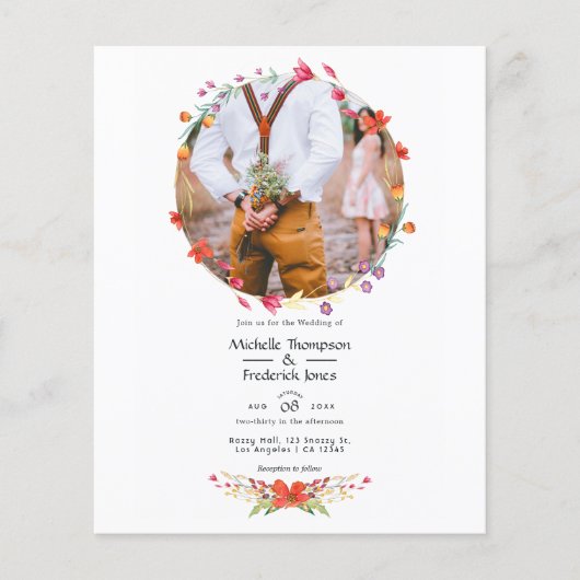 Watercolor Wild Blume Wedding Foto Wedding Foto Flyer (Vorne)