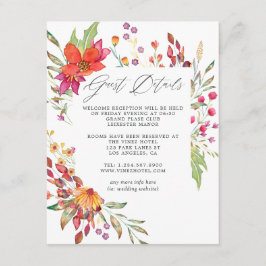 Watercolor Wild Blume Wedding Guest Details Begleitkarte