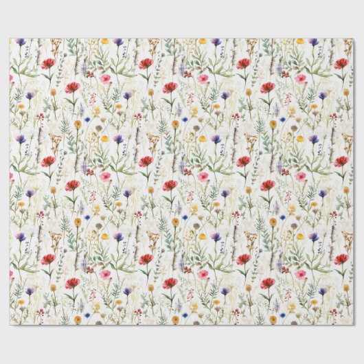 Watercolor Wild Blume Wrapping Paper Geschenkpapier (Flach)