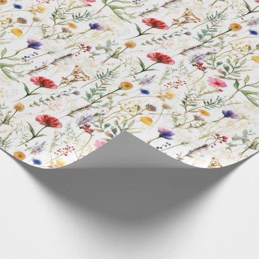 Watercolor Wild Blume Wrapping Paper Geschenkpapier (Ecke)