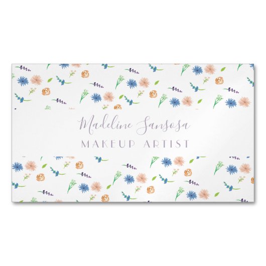 Watercolor Wild Florals Botanischer Event Designer Magnetische Visitenkarte (Vorderseite)