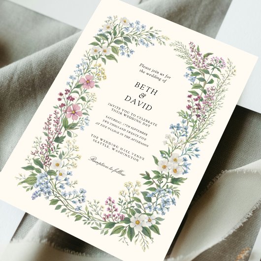 Watercolor Wild Flowers Wedding Einladung
