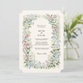 Watercolor Wild Flowers Wedding Einladung (Stehend Vorderseite)