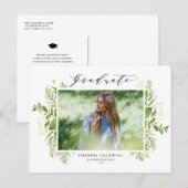 Watercolor Wild Foliage Black Foto Abschluss Postkarte (Vorne/Hinten)