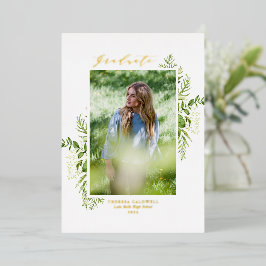 Watercolor Wild Foliage Foto Graduation Party Folieneinladung