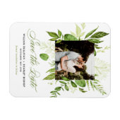 Watercolor Wild Green Foliage Photo Save the Date Magnet (Horizontal)