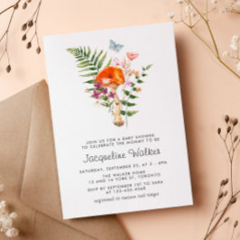 Watercolor Wild Mushroom Babydusche Einladung