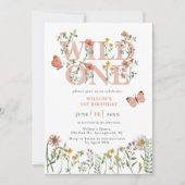 Watercolor Wild One Wildflower 1st Birthday Einladung (Vorderseite)