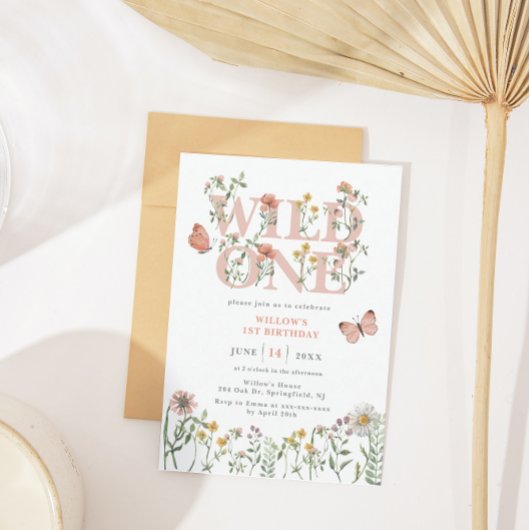 Watercolor Wild One Wildflower 1st Birthday Einladung