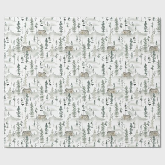 Watercolor Wild Pine Pattern Geschenkpapier (Flach)