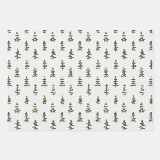 Watercolor Wild Pine Pattern Geschenkpapier Set (Vorderseite 3)