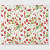 Watercolor Wild Strawberry Pattern Geschenkpapier (Flach)