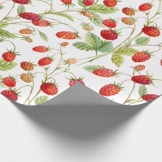 Watercolor Wild Strawberry Pattern Geschenkpapier (Ecke)