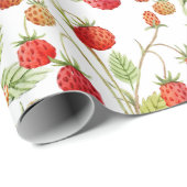 Watercolor Wild Strawberry Pattern Geschenkpapier (Rolleneckpunkt)