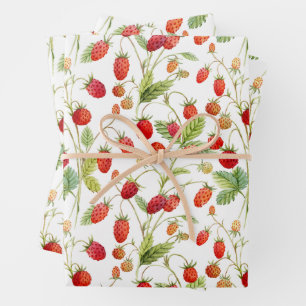 Watercolor Wild Strawberry Pattern Geschenkpapier Set